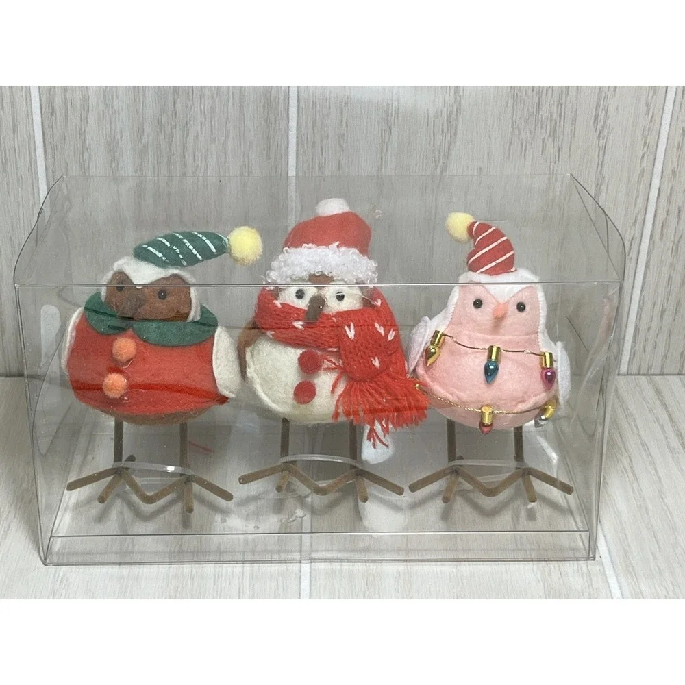 Target Wondershop 2023 Featherly Friends Mini Christmas Birds set lot 3 pink red